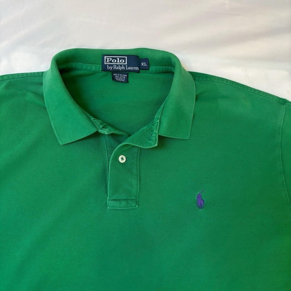 Polo Ralph Lauren Green Men's Polo Short Sleeve Shirt 100% Cotton XL - Picture 3 of 7